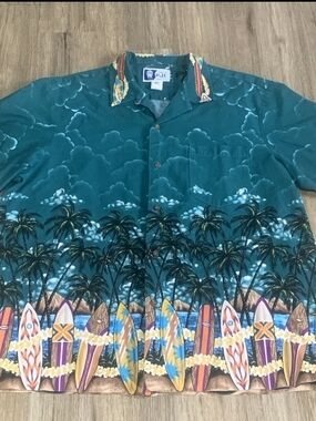 Vintage RJC Made In Hawaii Button Up Shirt Men’s XL Surf Boards Palms Retro